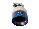 aFe Takeda 304 Stainless Steel Clamp-On Exhaust Tip 2.5in Inlet / 4in Outlet - Blue Flame