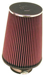 K&N Universal Chrome Round Tapered Air Filter 3in FlangeID / 6in Base OD / 4.5in Top OD / 8in Height