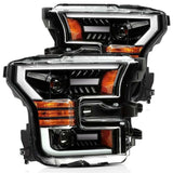 AlphaRex 15-17 Ford F-150 PRO-Series Proj Headlights Plank Style Gloss Blk w/Activ Light/Seq Signal