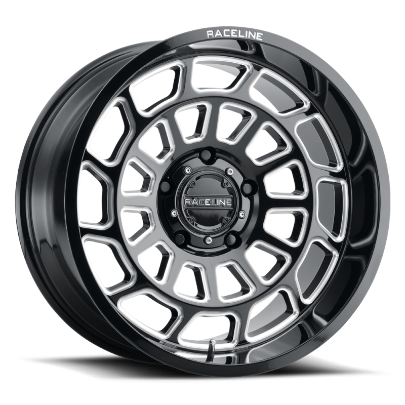 Raceline 955M Warp 22x10in / 6x135 BP / -19mm Offset / 87.1mm Bore - Satin Black & Milled Wheel