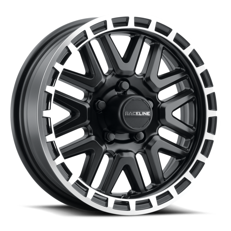 Raceline 953BM Krank 14x6in / 5x114.3 BP / 0mm Offset / 3.19mm Bore - Black & Machined Wheel