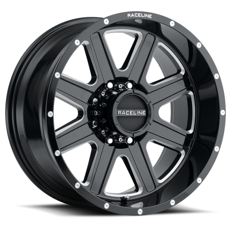 Raceline 940M Hostage 22x12in / 6x135 BP / -44mm Offset / 87.1mm Bore - Black & Milled Wheel