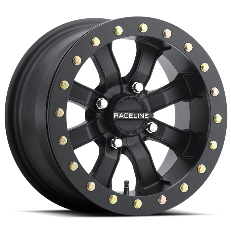 Raceline A71B Mamba 15x7in / 4x137 BP / 0mm Offset / 110.18mm Bore - Satin Black Beadlock Wheel