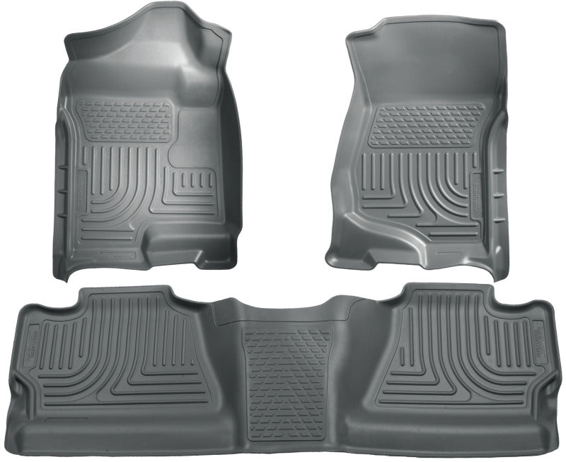 Husky Liners 07-12 Chevy Silverado/GMC Sierra Crew Cab WeatherBeater Combo Gray Floor Liners