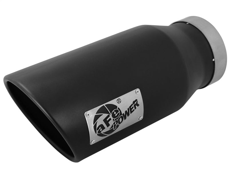 aFe POWER MACH Force-Xp 5in 304 Stainless Steel Exhaust Tip 5In x 7Out x15Lin Bolt-On Right-Blk