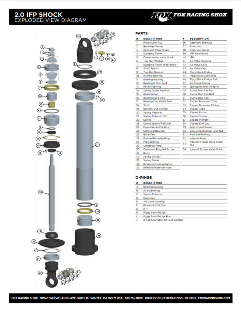 Fox Rplcmt BODY: DIA. 1.834 Bore, 9.350 TLG Steel Intl By-Pass Ford Crew Cab - Front