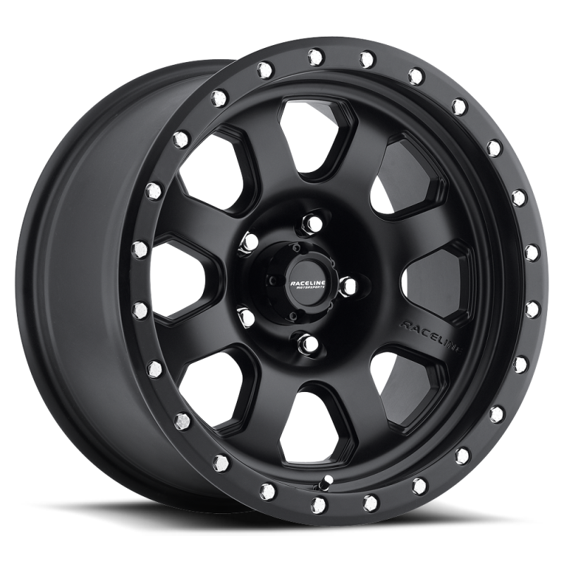 Raceline 928B Monster 17x9in / 5x139.7 BP / -12mm Offset / 107.95mm Bore - Satin Black Wheel