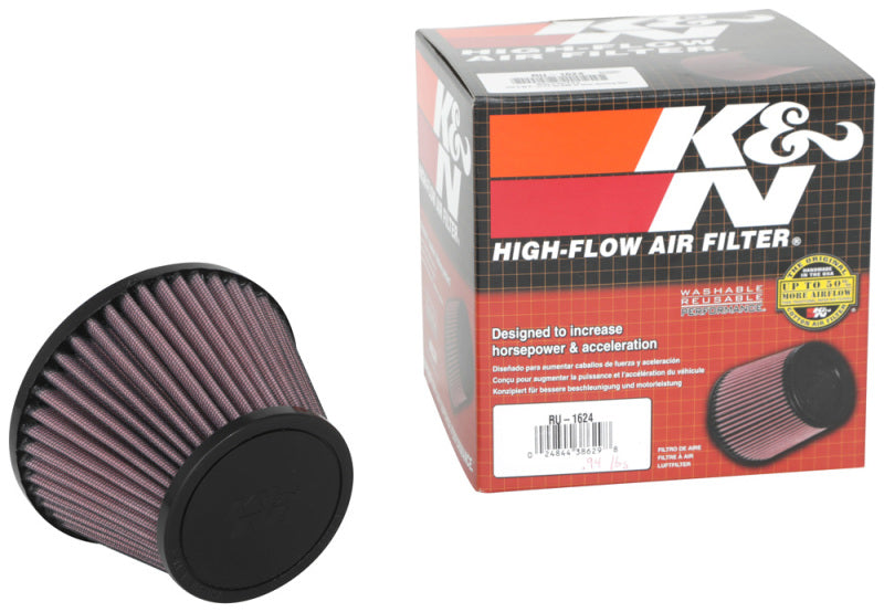 K&N Universal Clamp-On Air Filter 2.375in Flg ID x 5.21875in B OD x 3.5in T OD x 3.75in H