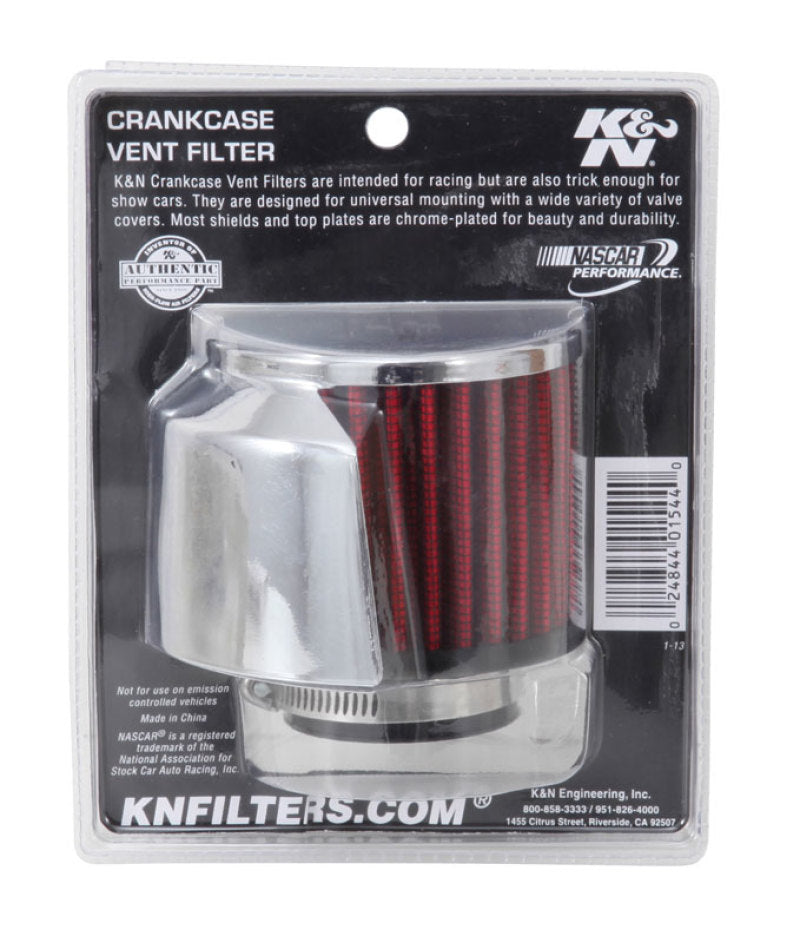 K&N 1.5in Flange ID x 3in OD x 2.5in Height Clamp On Crankcase Vent Filter