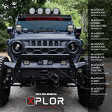 Go Rhino Xplor Blackout Series Round LED Sgl Driving Kit w/DRL (Surface/Thread Stud Mnt) 9in. - Blk